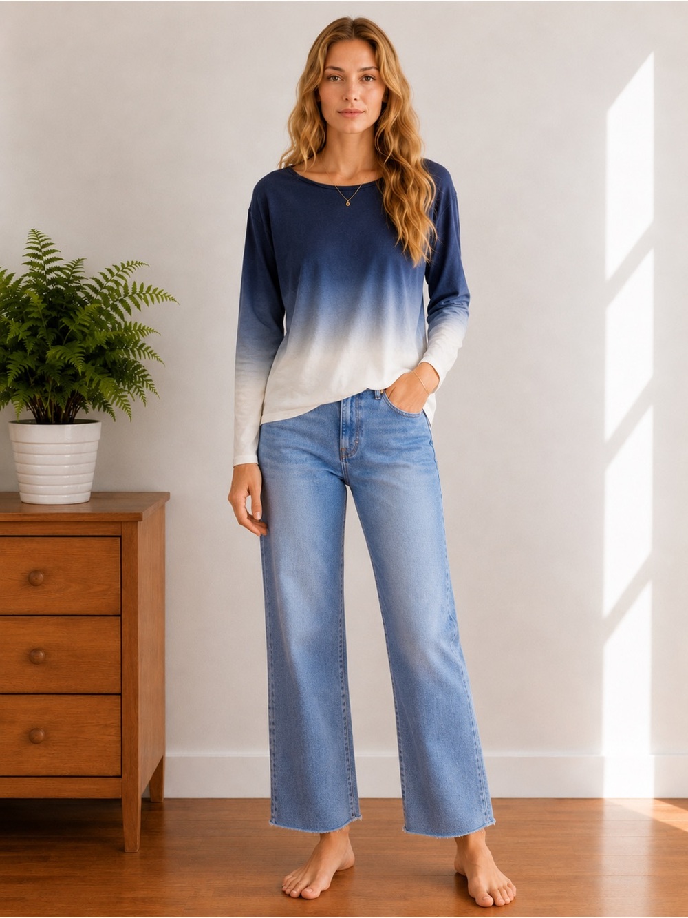 Tommy Bahama Women’s Navy V-Neck Hombre Cotton Henley Top